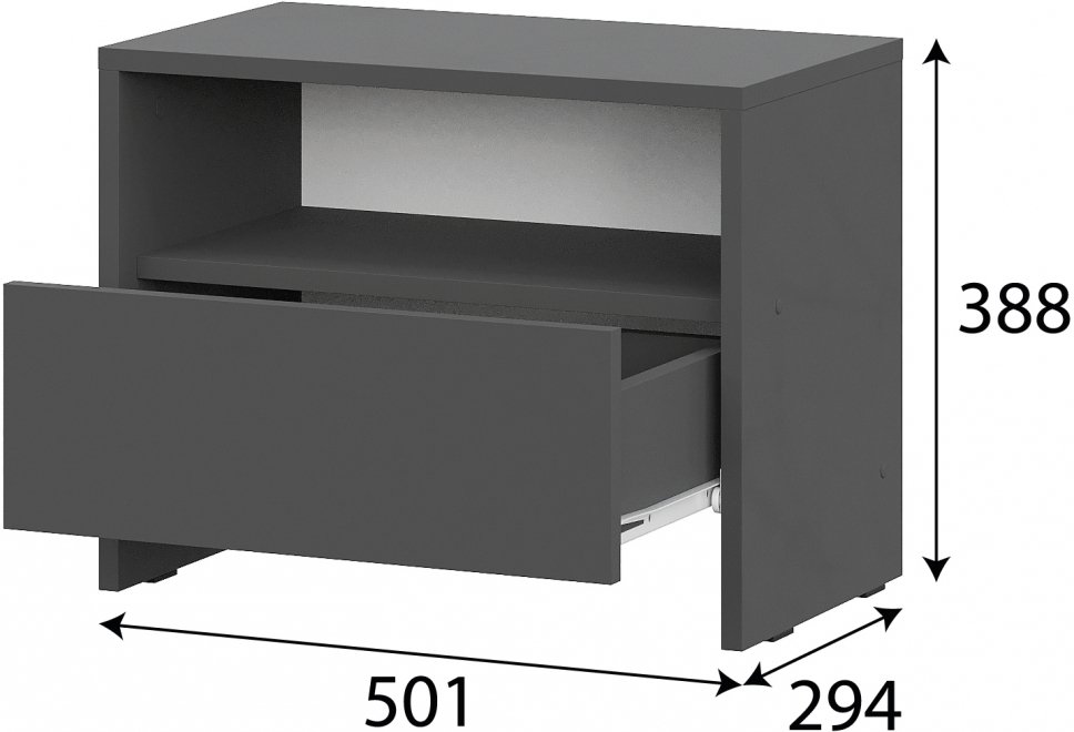 Прикроватная тумба Тамане 1 графит серый