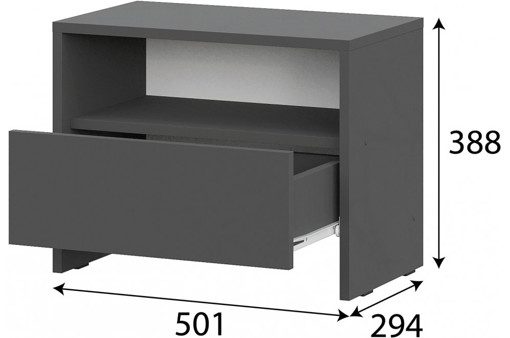 Прикроватная тумба Тамане 1 графит серый