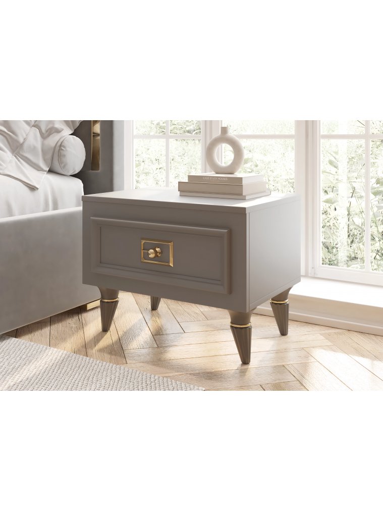 Тумба Валенсия с выдвижным ящиком серый / золото