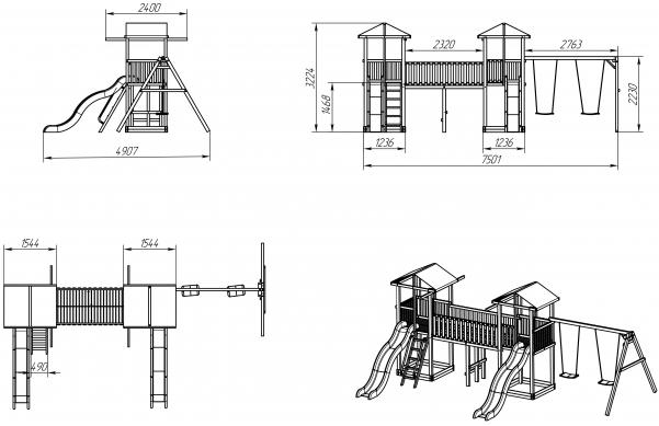Детская площадка Можга Спортивный городок 6 СГ6-Р912-Тент