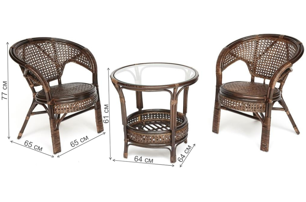 Кофейный комплект из ротанга Pelangi/Пеланги walnut грецкий орех