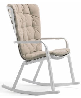 Кресло-качалка пластиковое с подушкой Folio белый / бежевый