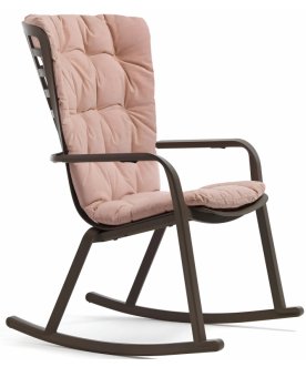Кресло-качалка пластиковое с подушкой Folio табак / розовый