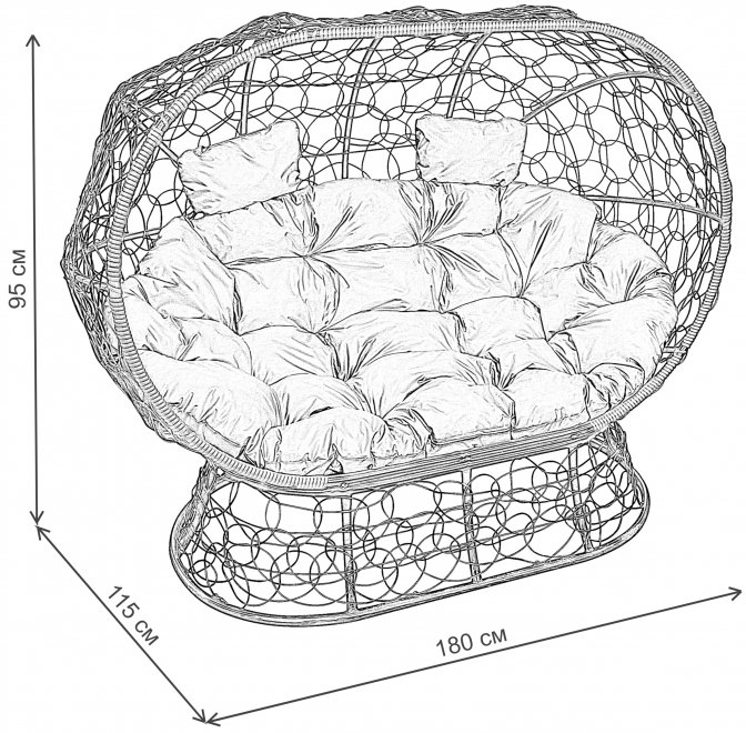 Диван из ротанга Лежебока белый / голубая подушка