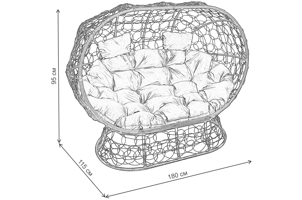 Диван из ротанга Лежебока белый / голубая подушка
