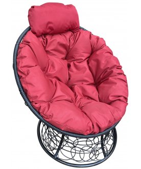 Кресло из ротанга Папасан мини черный / красный