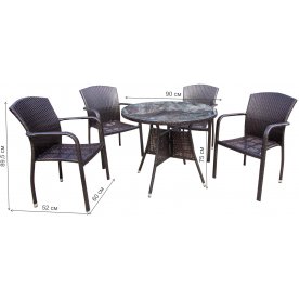 Обеденный комплект из ротанга Амиго