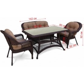 Обеденный комплект T130Br/LV520BB-Brown_Beige