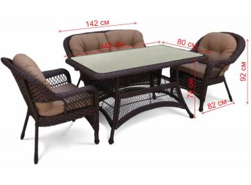 Обеденный комплект T130Br/LV520BB-Brown_Beige