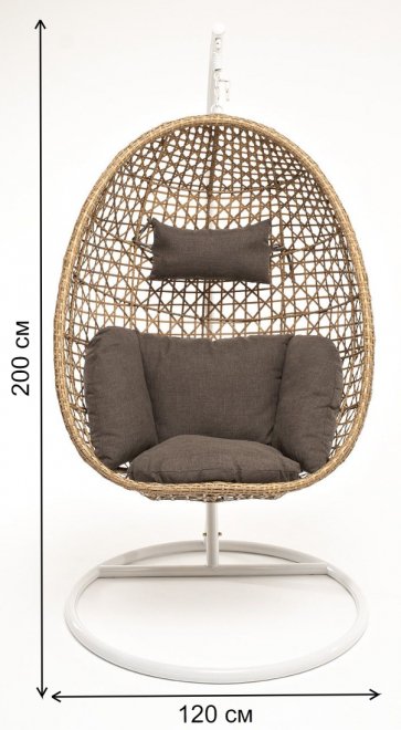 Подвесное кресло Мику серый / соломенный