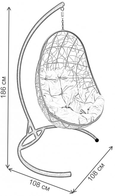 Подвесное кресло Овал белое / бежевая подушка