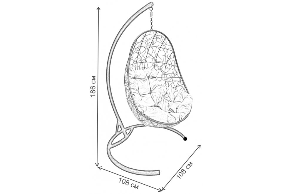 Подвесное кресло Овал чёрное / коричневая подушка