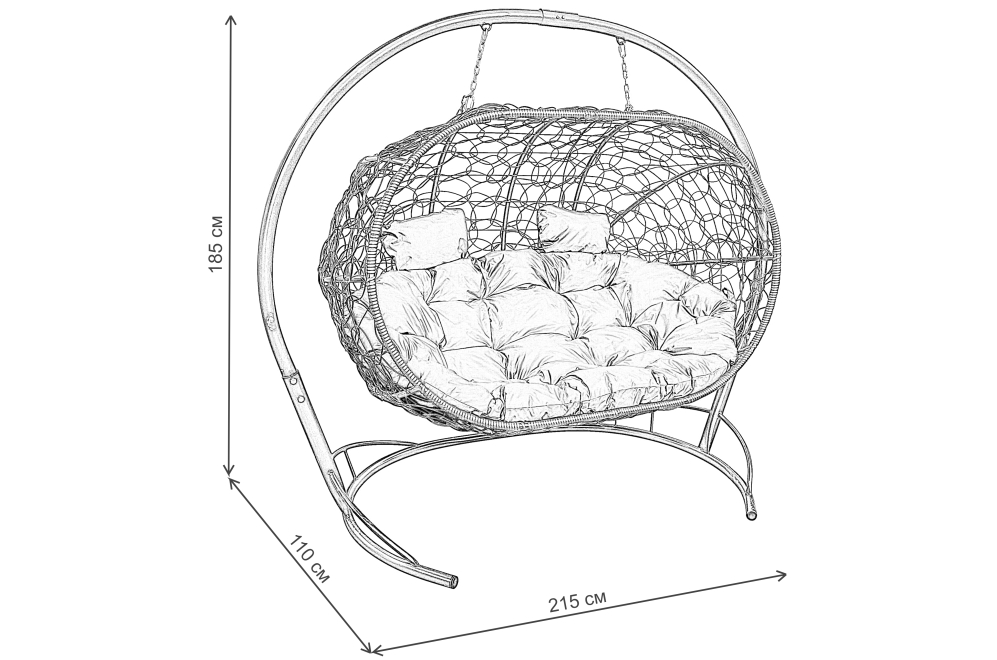 Подвесной диван Лежебока чёрный / зелёная подушка