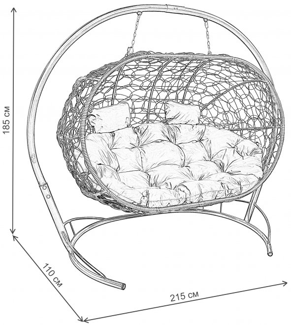 Подвесной диван Лежебока серый / синяя подушка