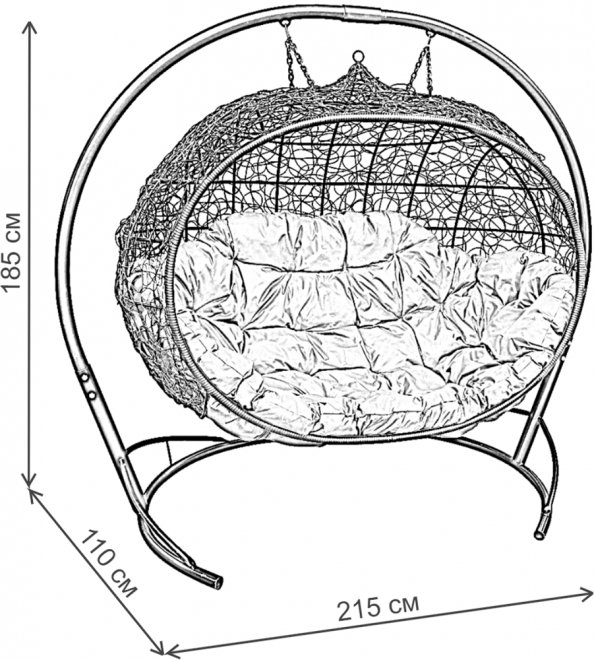 Подвесной диван Улей белый / коричневая подушка