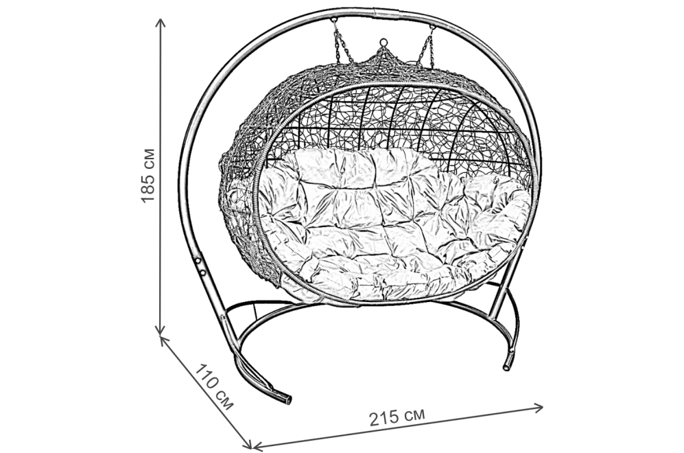 Подвесной диван Улей чёрный / бежевая подушка