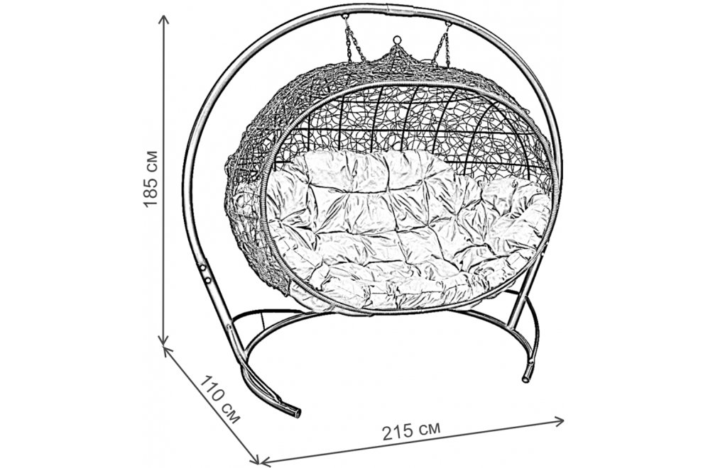 Подвесной диван Улей чёрный / коричневая подушка