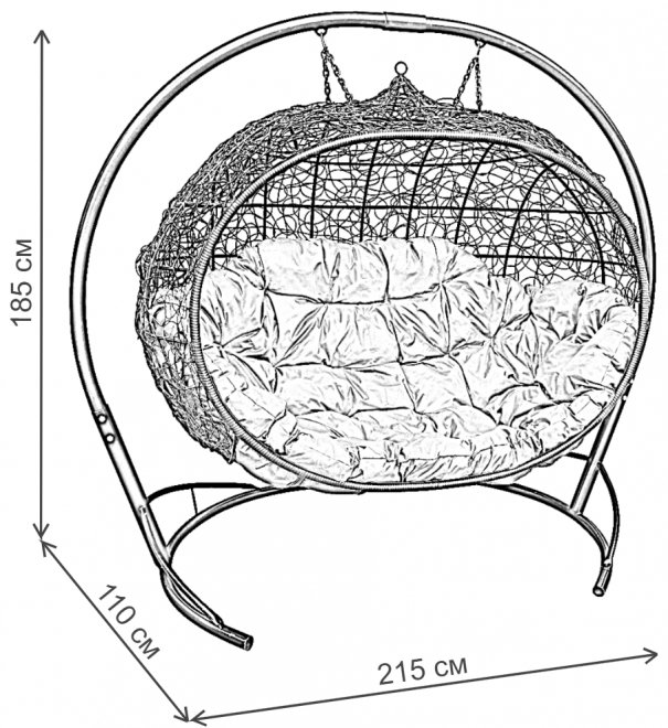 Подвесной диван Улей серый / серая подушка