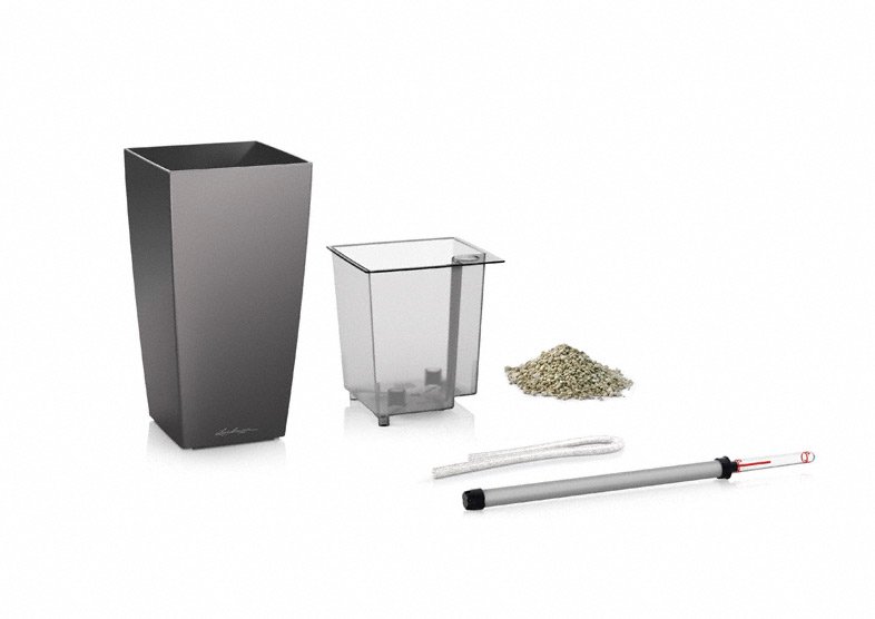 Кашпо Lechuza 18069 MAXI-CUBI серо-коричневый блестящий