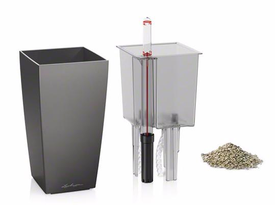 Кашпо Lechuza 18123 MINI-CUBI Антрацитовый металлик