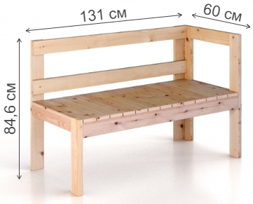 Деревянный диван Ялта 29/2 правый сосна