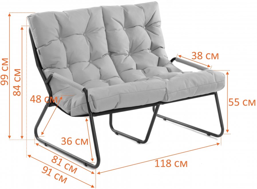 Металлический диван Ergo/Эрго лавандовый