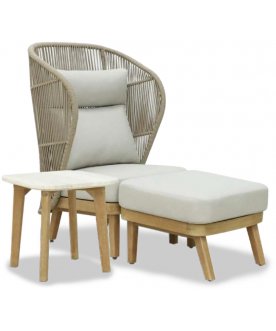 Лаунж-кресло плетеное с высокой спинкой Mali натуральный