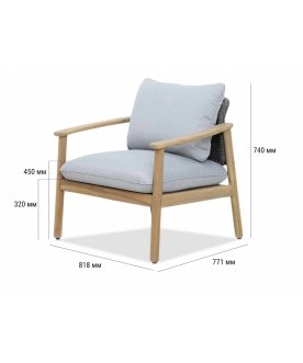 Лаунж-кресло деревянное с подушками Freeport песочный / угольный / серый