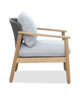 Лаунж-кресло деревянное с подушками Freeport песочный / угольный / серый