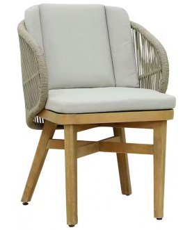 Кресло обеденное деревянное с подушками Mali натуральный
