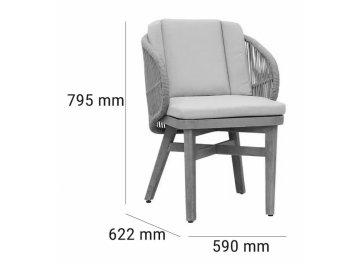 Кресло обеденное деревянное с подушками Mali натуральный