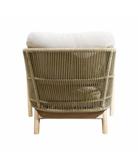 Кресло деревянное плетеное с подушками Talara бежевый / лен