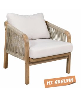 Кресло деревянное с подушками Ravona KD натуральный / бежевый