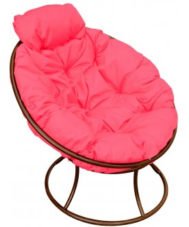Металлическое кресло Папасан мини коричневый / розовый