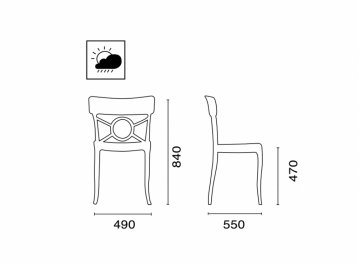 Стул пластиковый Opera-S антрацит / прозрачный