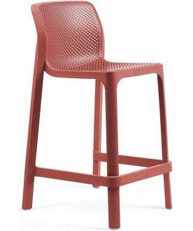 Стул пластиковый полубарный Net Stool Mini коралловый