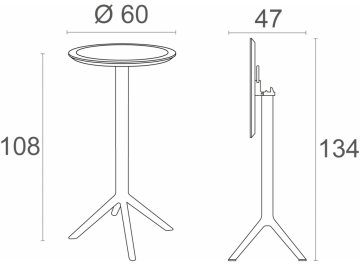 Стол пластиковый Sky Folding Bar Table 60