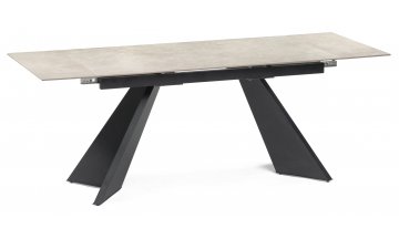 Керамический стол Ливи 140(200)х80х78 серый мрамор / черный