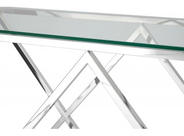 Консольный столик Президиум прозрачное стекло / сталь серебро