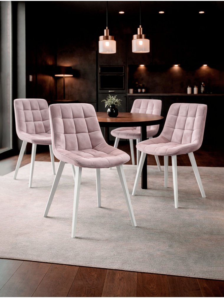 Комплект стульев Форт 4 шт розовый (hl 41) / 1П белый каркас