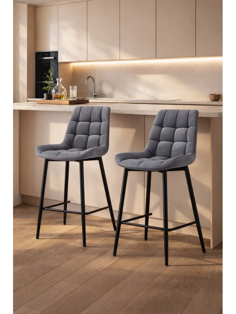 Комплект стульев полубарных крутящихся Форт 2 шт темно-серый / черный