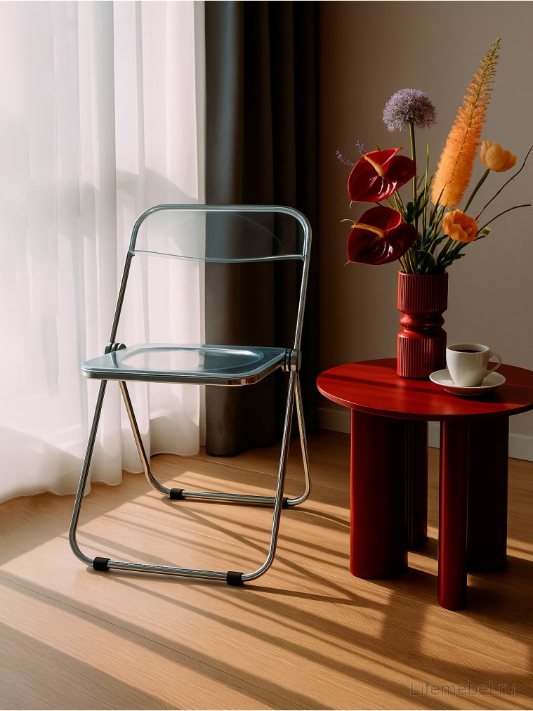 Пластиковый стул Fold складной clear gray-blue