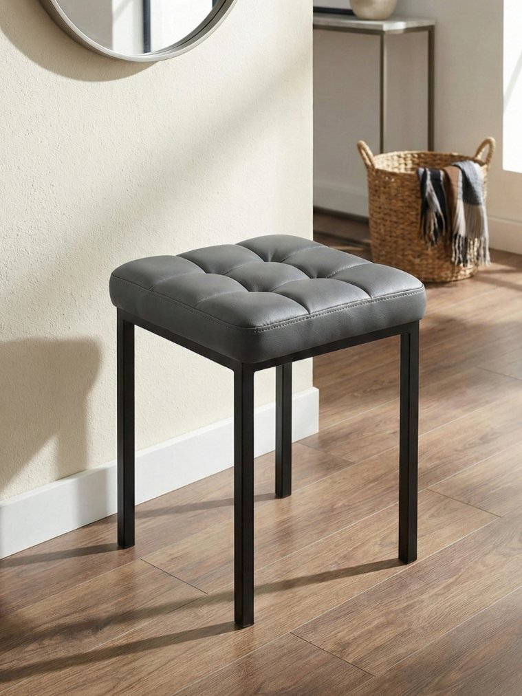 Табурет Байя кожзам темно-серый / черный матовый