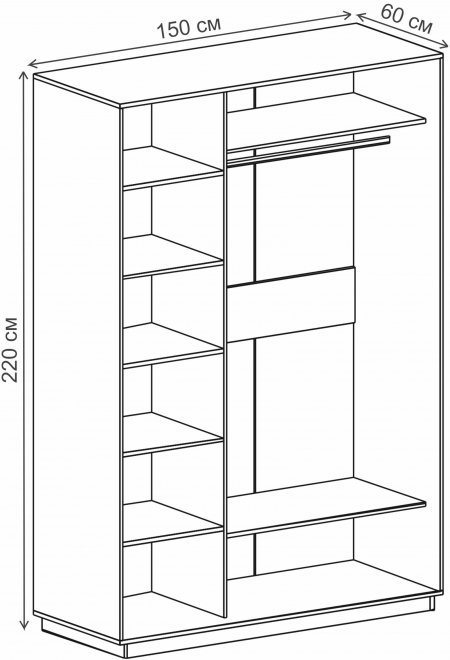 Шкаф-купе Леон-2 1500 Прага дуб бонифаций