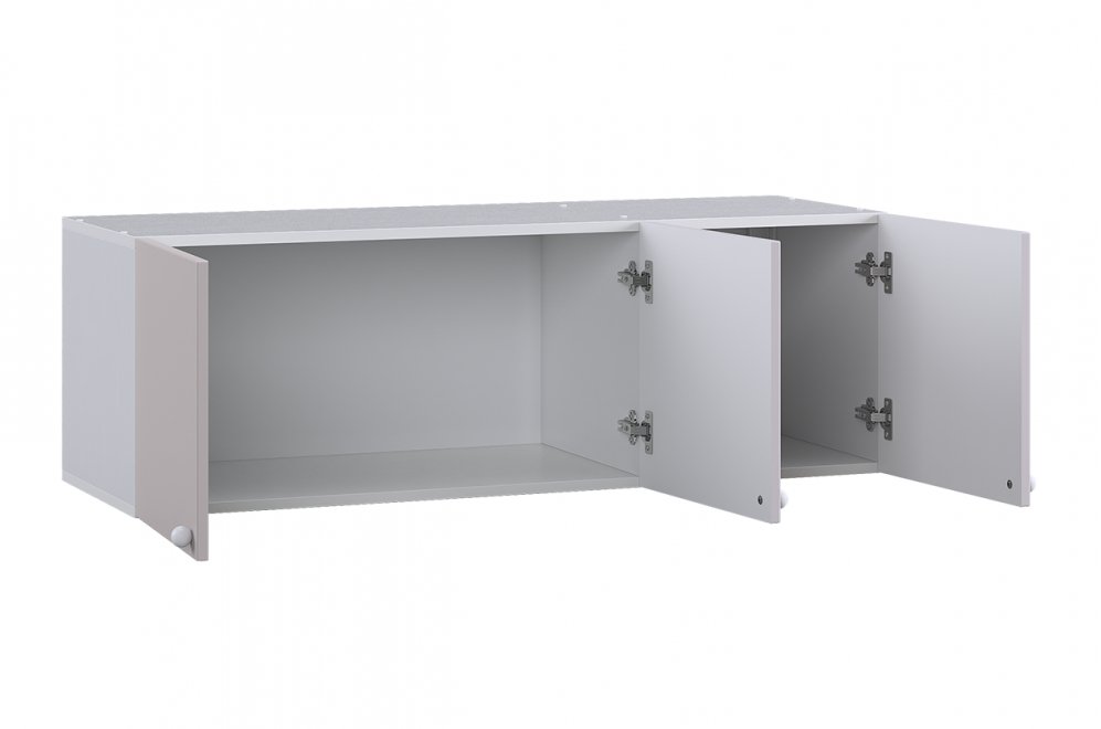 Шкаф навесной трехдверный Милана белое дерево / сакура