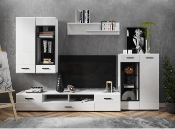 Шкаф-пенал Shine белый / белый глянец