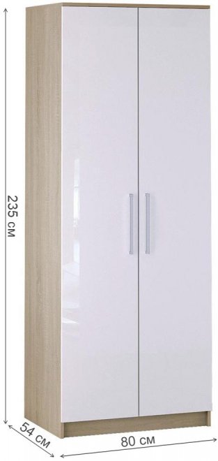 Шкаф Амальтея двухдверный дуб сонома / белый глянец