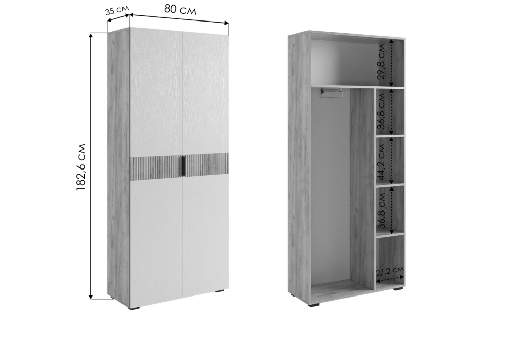 Шкаф Бери 80 дуб крафт золотой / графит