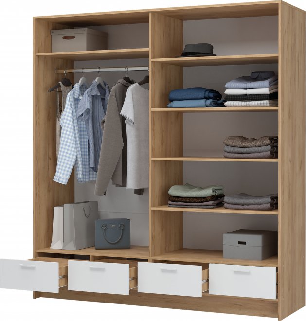 Шкаф Бран ШК-04 белый / дуб крафт золото