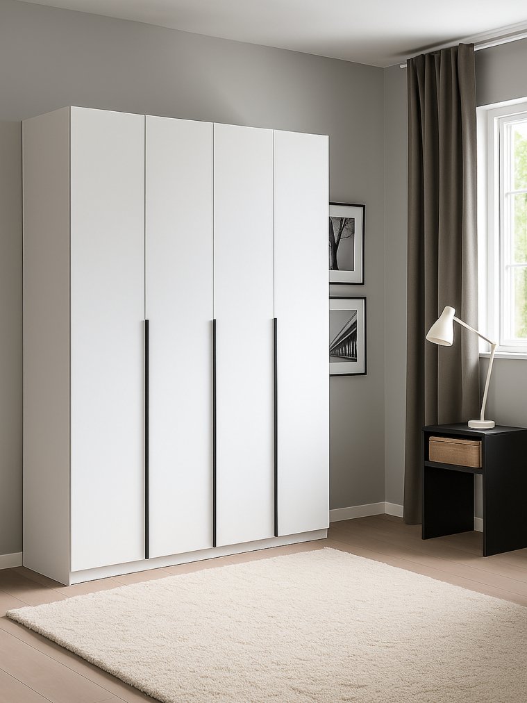 Шкаф Даиго четырехстворчатый белый текстурный